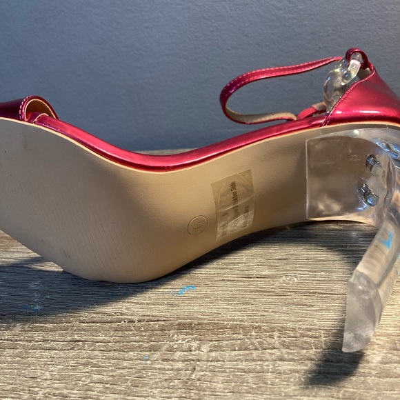 New Pink Lemon Drop Heels Party Clubbing Fun Clear Heel - Picture 7 of 8